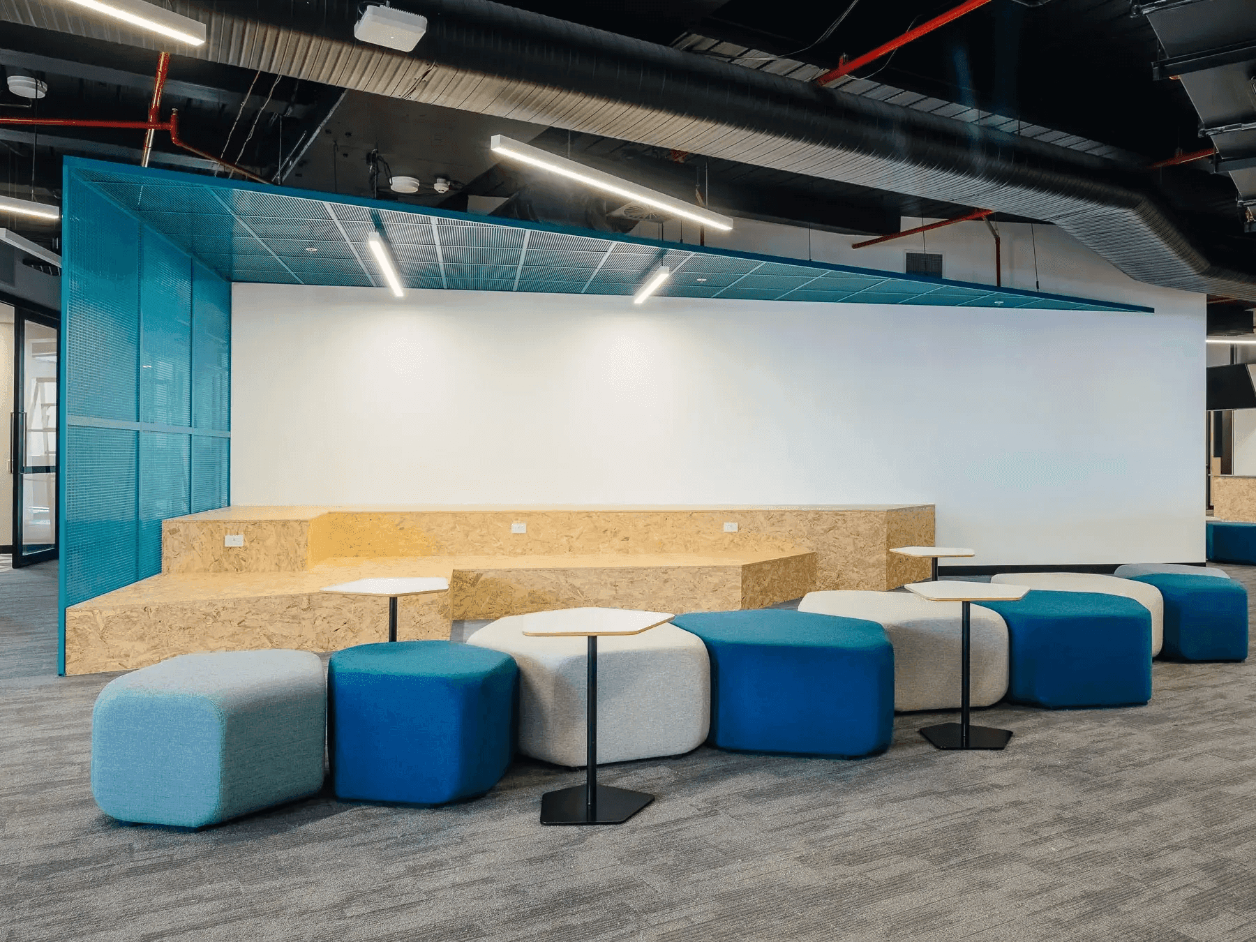Inspiring breakout space with casual seating and collaborative areas